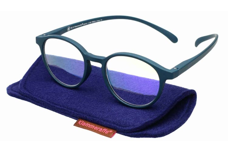 Klammeraffen-Lesebrille-No12-Blaufilter-petrol-etui No. 12 60% Petrol