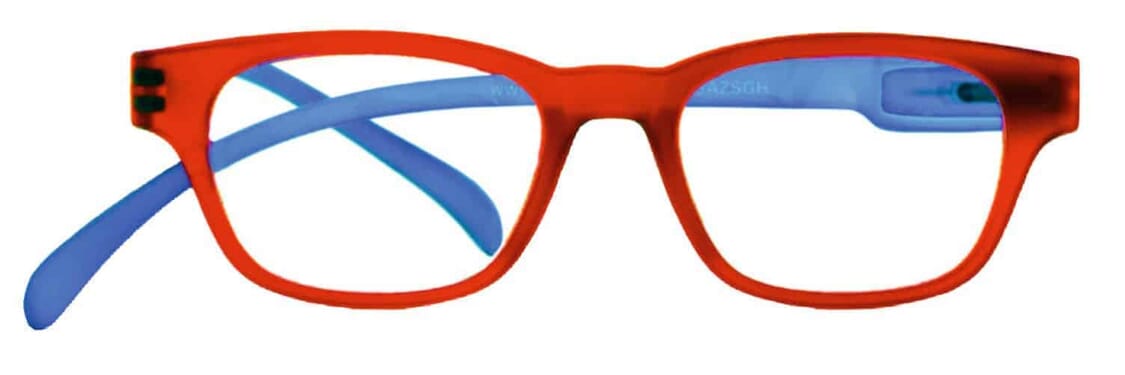 Lesebrille Klammeraffe no. 03 red blue front Lesebrille Klammeraffe no. 03 red blue Produktbild front