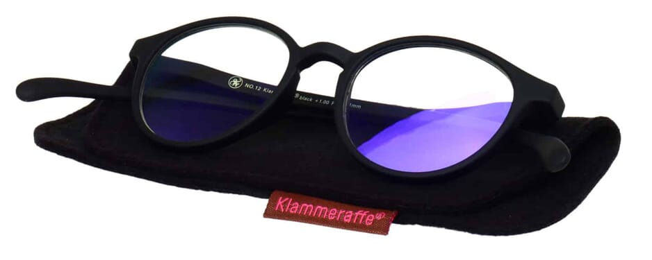 Blue-filter-reading-glasses-Klammeraffe-12-on-case-black No. 12 60% Black