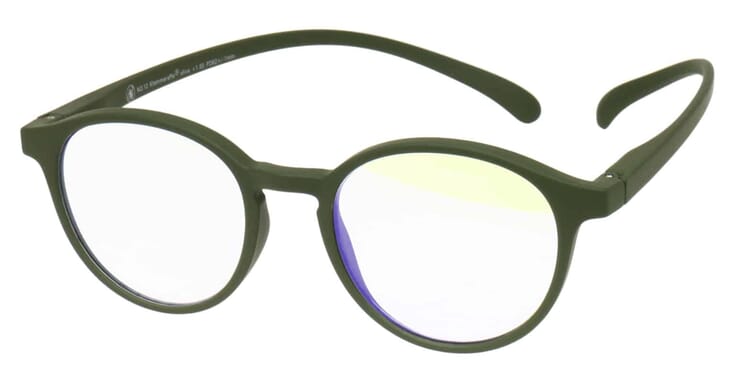 Blaufilter-Lesebrille-Klammeraffe-12-offen-frontal-olive No. 12 60% Olive