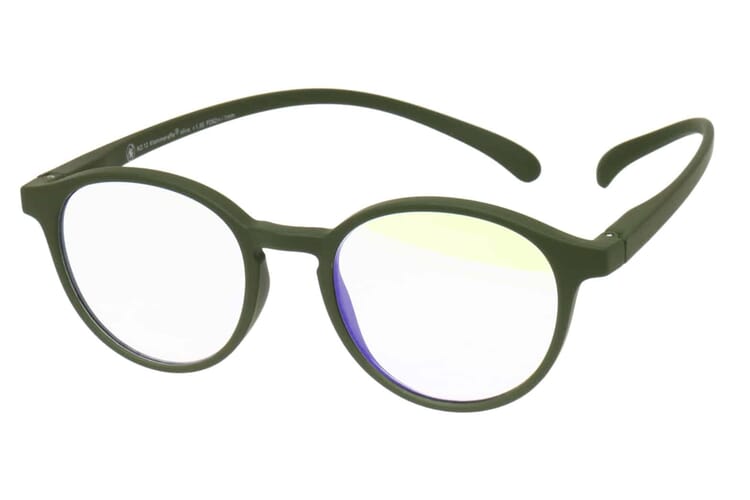 Blaufilter-Lesebrille-Klammeraffe-12-offen-frontal-olive No. 12 60% Olive