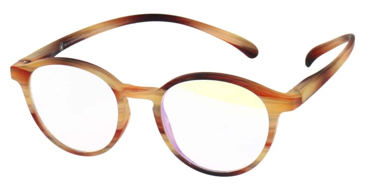Blaufilter-Lesebrille-Klammeraffe-12-offen-frontal-horn No. 12 60% Horn