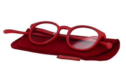 Lesebrille Klammeraffe No. 13 Small red Produktbild auf Etui