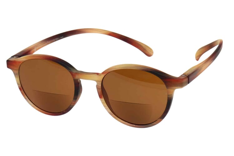 Sonnenlesebrille-bifokal-Klammeraffe-12-offen-frontal-horn No. 12 bifokal Horn