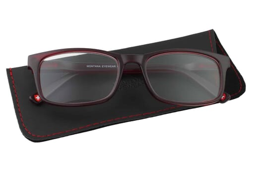 Lesebrille Montana Eyewear MR73 rot Produktbild auf Etui