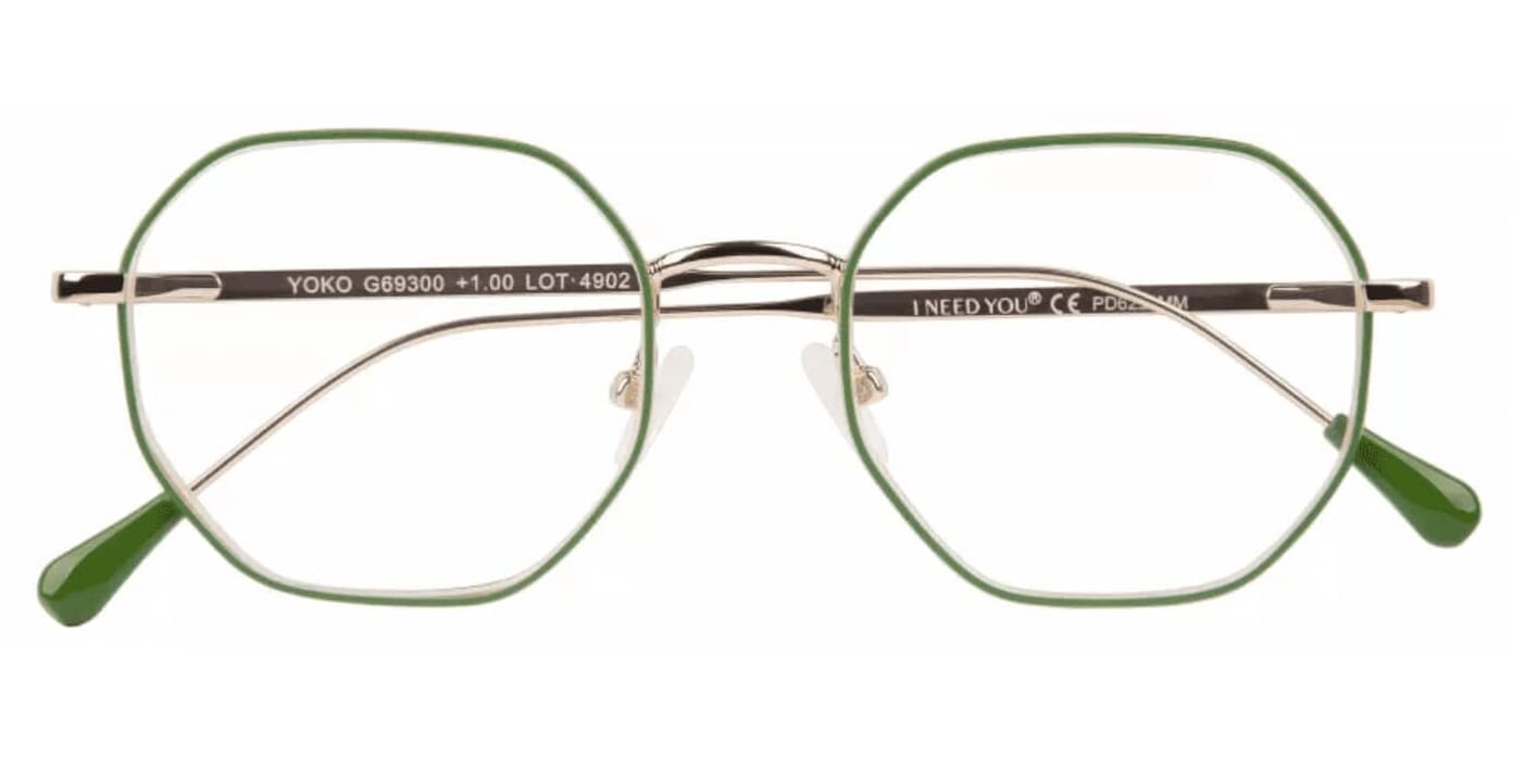 I Need You Lesebrille Yoko grün gold Produktbild frontal