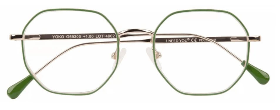 I Need You Lesebrille Yoko grün gold Produktbild frontal I Need You Lesebrille Yoko grün gold Produktbild frontal