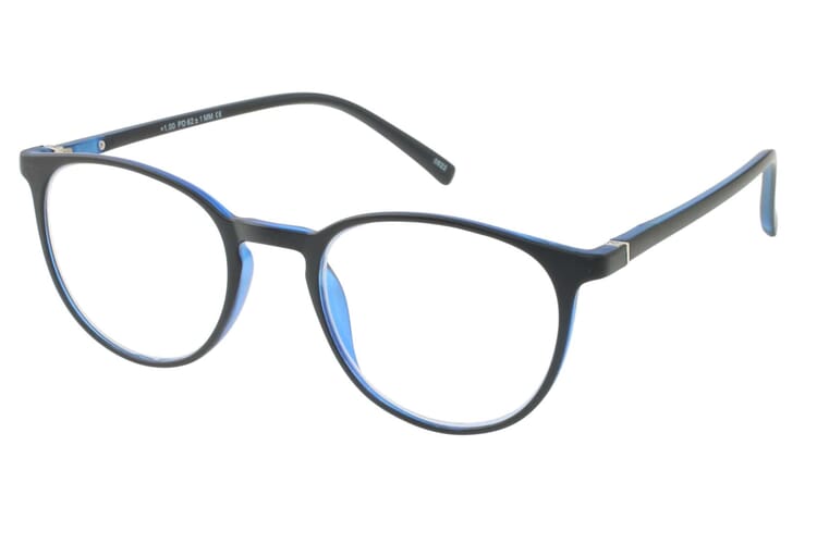 Lesebrille Victoria Linda blau seitlich Linda Blau