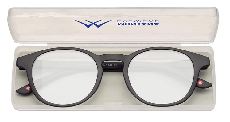 Blue light filter glasses Montana BLF52 black with case Product image Blue light filter glasses Montana BLF52 black with case Product image