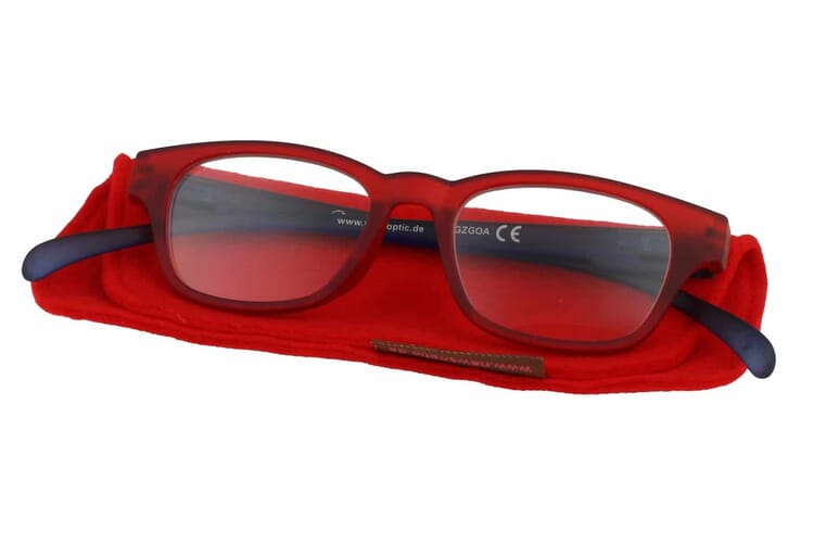 KLA-03-REDBLUE with case Reading glasses Klammeraffe 03 red blue with case