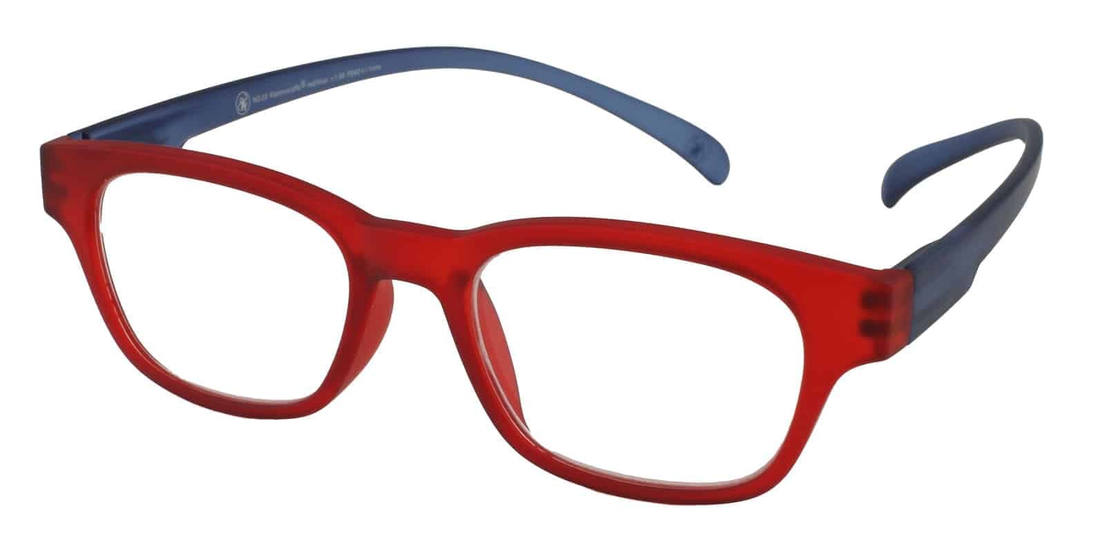 Lesebrille Klammeraffe 03 red blue seitlich