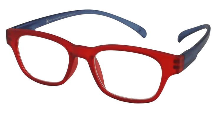 KLA-03-REDBLUE seitlich Lesebrille Klammeraffe 03 red blue seitlich