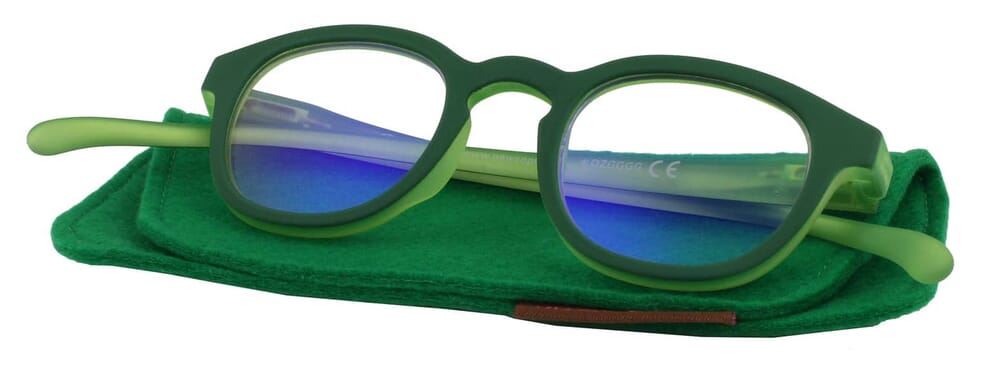 KLA-14BLAUFILTER-GREEN-GREEN mit Etui Blaulichtfilter Brille Klammeraffe 14 Green mit Etui