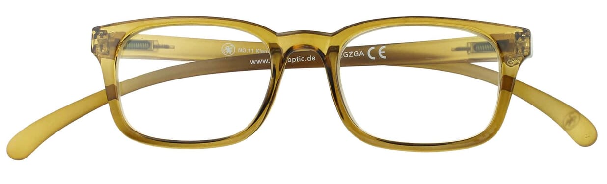 11-golden-green-frontal Lesebrille Klammeraffe No. 11 golden green frontal