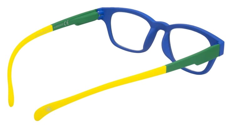 Klammeraffe reading glasses No. 03 blue-green-yellow inside Reading glasses Klammeraffe No. 03 blue-green-yellow inside