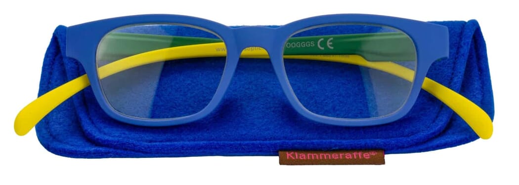 Klammeraffe reading glasses No. 03 blue-green-yellow with case Reading glasses Klammeraffe No. 03 blue-green-yellow with case