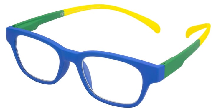 Klammeraffe reading glasses No. 03 blue-green-yellow sideways No. 03 Blue Green Yellow