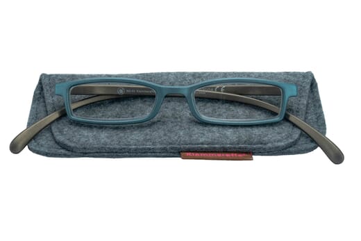 Reading glasses Klammeraffe 02 petrol-brown with case