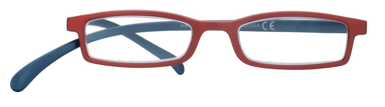 Lesebrille Klammeraffe 02 red-blue frontal Lesebrille Klammeraffe 02 red-blue frontal