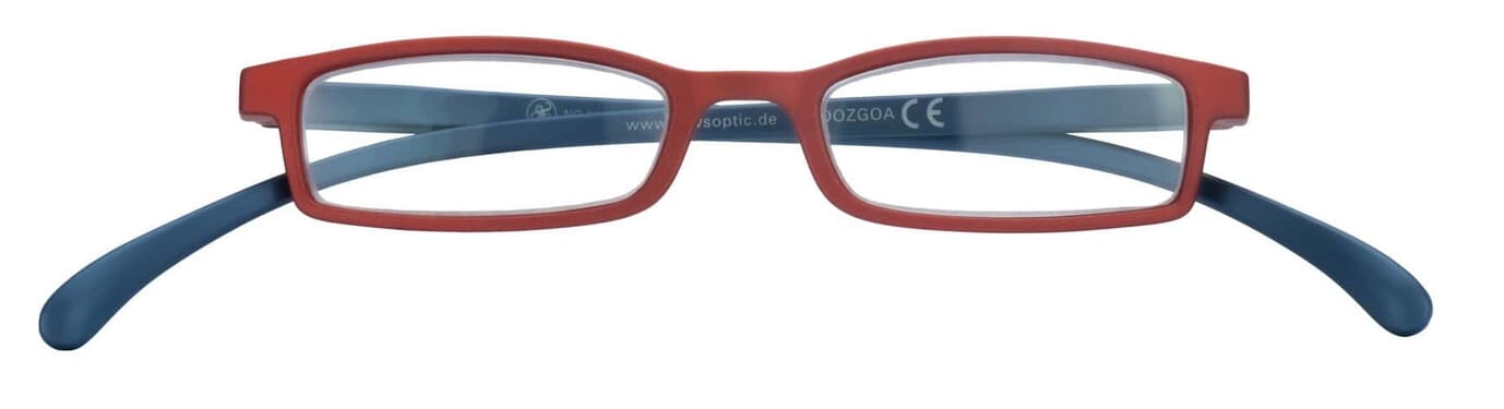 Lesebrille Klammeraffe 02 red-blue geschlossen Lesebrille Klammeraffe 02 red-blue geschlossen