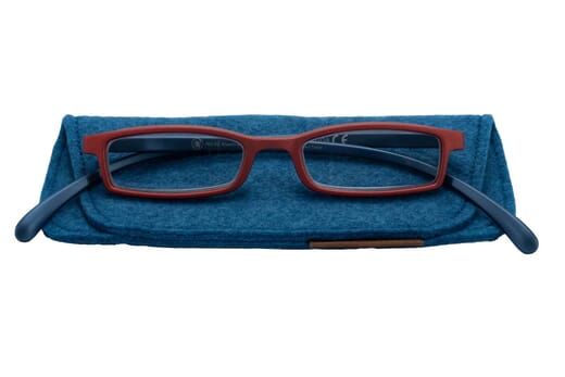 Reading glasses Klammeraffe 02 red-blue with case