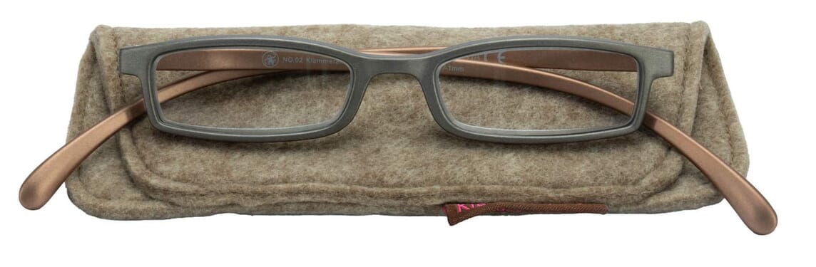 Lesebrille Klammeraffe 02 silver-copper mit etui Lesebrille Klammeraffe 02 silver-copper mit etui