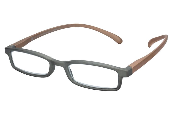 Lesebrille Klammeraffe 02 silver-copper seitlich Lesebrille Klammeraffe 02 silver-copper seitlich