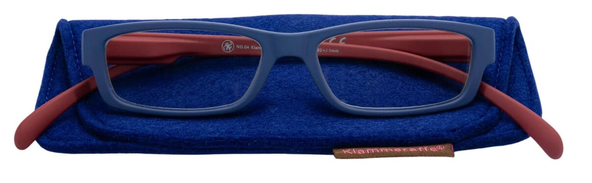 Lesebrille Klammeraffe 04 blue-red mit etui Lesebrille Klammeraffe 04 blue-red mit etui