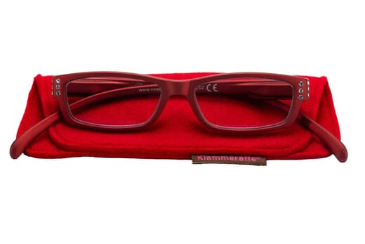 Lesebrille Klammeraffe 05 rot-strass mit-etui