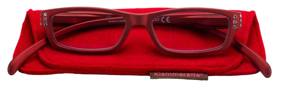 Lesebrille Klammeraffe 05 rot-strass mit-etui Lesebrille Klammeraffe 05 rot-strass mit-etui