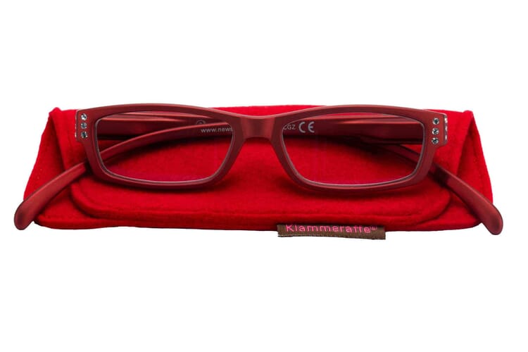 Lesebrille Klammeraffe 05 rot-strass mit-etui Lesebrille Klammeraffe 05 rot-strass mit-etui