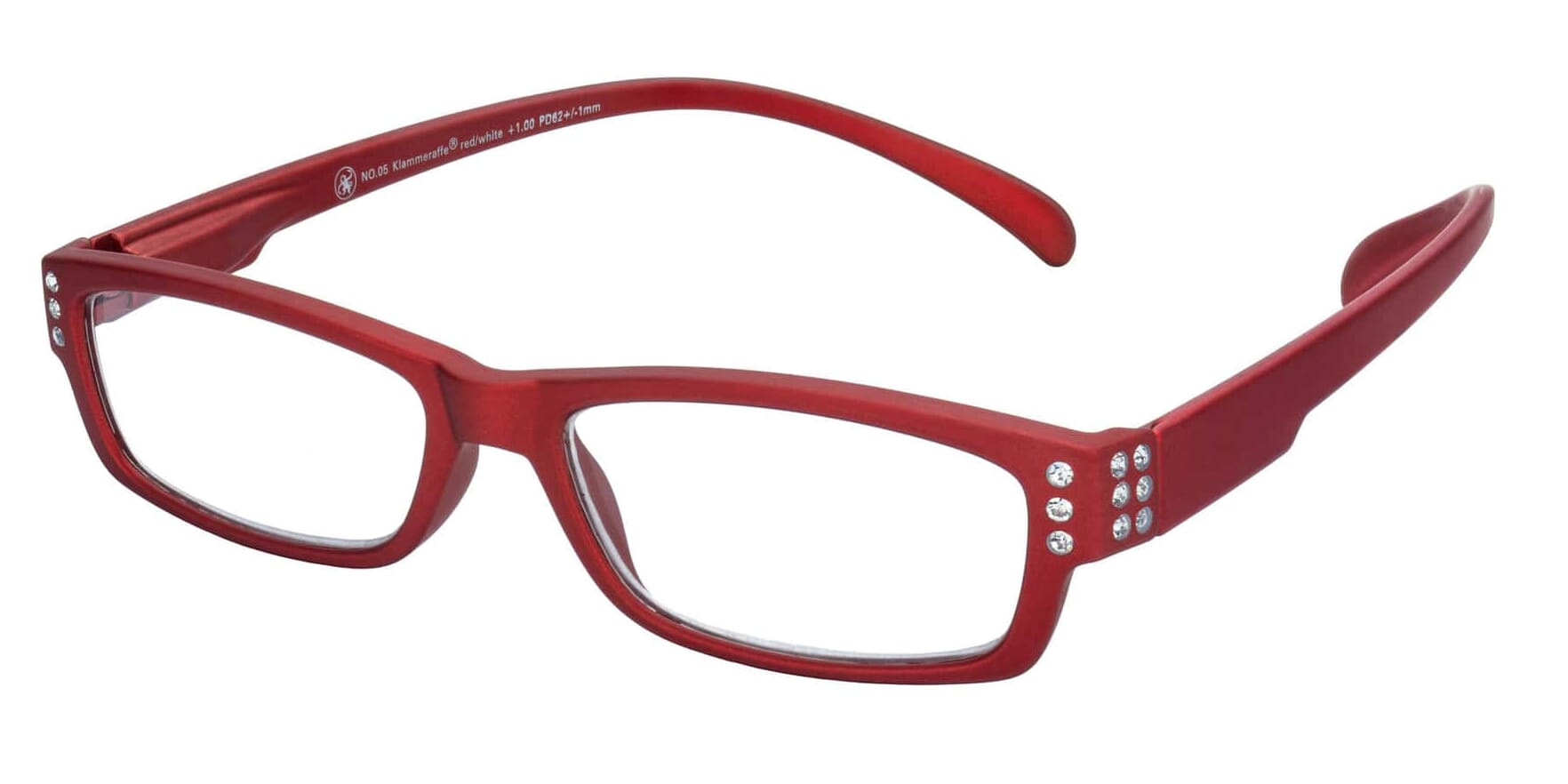 Lesebrille Klammeraffe 05 rot-strass seitlich