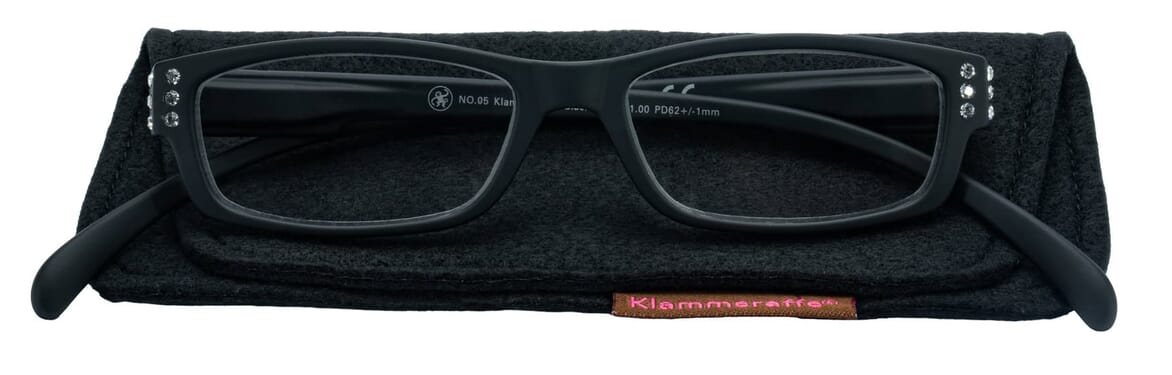 Lesebrille Klammeraffe No. 05 schwarz-strass mit-etui Lesebrille Klammeraffe No. 05 schwarz-strass mit-etui