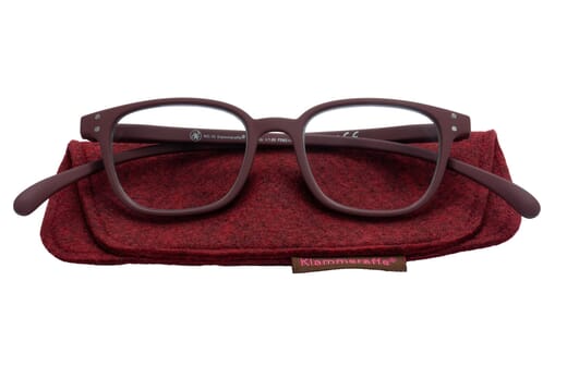 Reading glasses Klammeraffe No. 10 burgundy with case