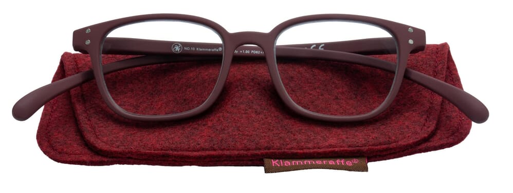 Reading glasses Klammeraffe No. 10 burgundy with case Reading glasses Klammeraffe No. 10 burgundy with case