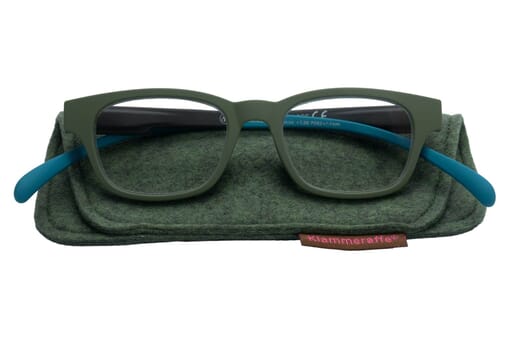 Reading glasses Klammeraffe 03 olive-brownie-ocean with case