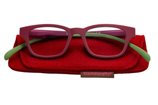 Reading glasses Klammeraffe 03 red-berry-green with case