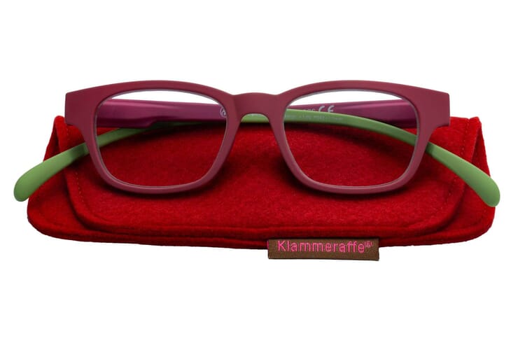 Klammeraffe-reading-glasses-03-red-berry-green-with-case Reading glasses Klammeraffe 03 red-berry-green with case
