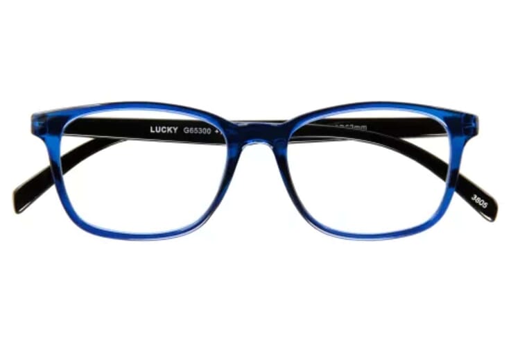 I Need You Lesebrille Lucky blau frontal Lucky Blue