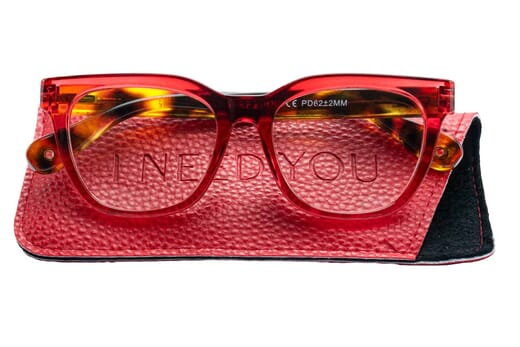 Reading glasses I NEED YOU Enja red with case