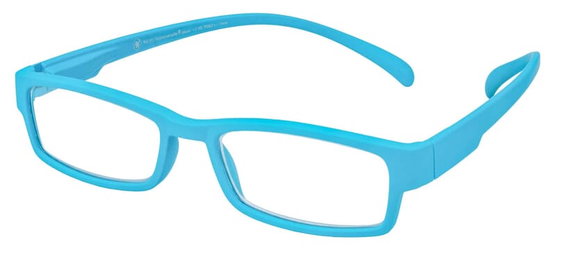 Lesebrille Klammeraffe 01 aqua seitlich Lesebrille Klammeraffe 01 aqua seitlich