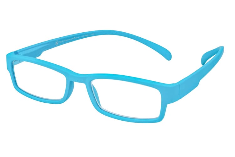 Lesebrille Klammeraffe 01 aqua seitlich Lesebrille Klammeraffe 01 aqua seitlich