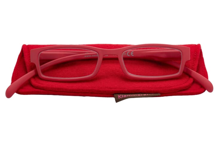 Reading glasses Klammeraffe 01 bright red with case Reading glasses Klammeraffe 01 bright red with case
