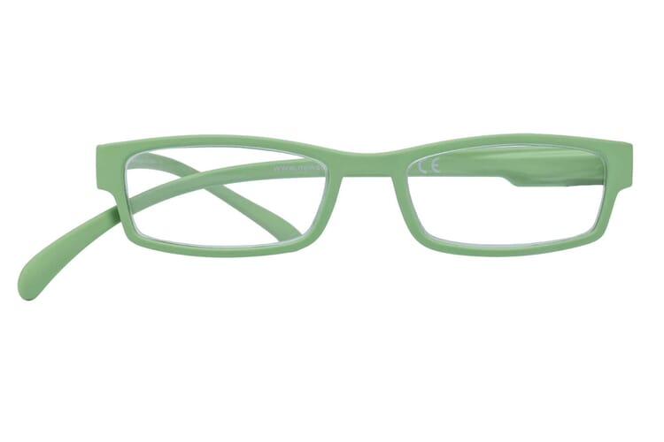 Lesebrille Klammeraffe 01 new green frontal Lesebrille Klammeraffe 01 new green frontal