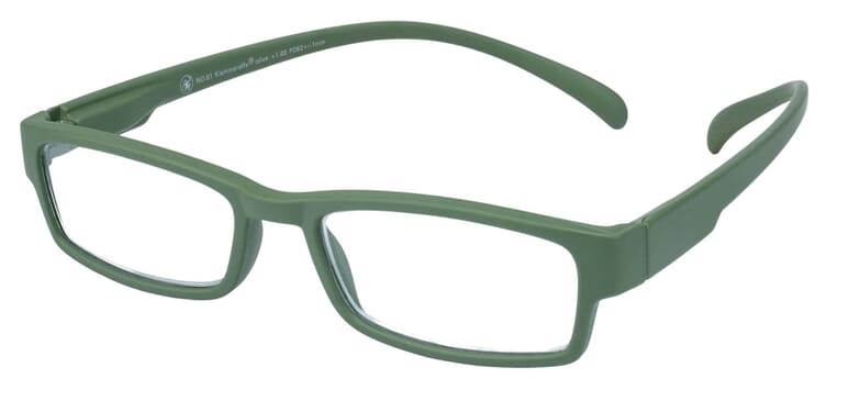 Lesebrille Klammeraffe 01 olive seitlich Lesebrille Klammeraffe 01 olive seitlich