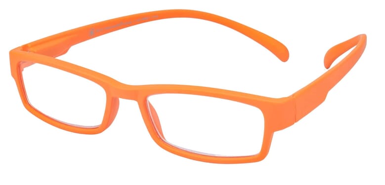 Lesebrille Klammeraffe 01 orange seitlich Lesebrille Klammeraffe 01 orange seitlich