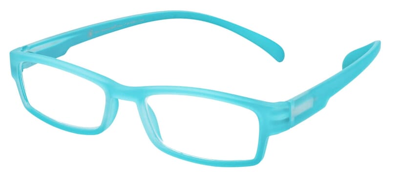 Lesebrille Klammeraffe 01 tuerkis seitlich Lesebrille Klammeraffe 01 tuerkis seitlich
