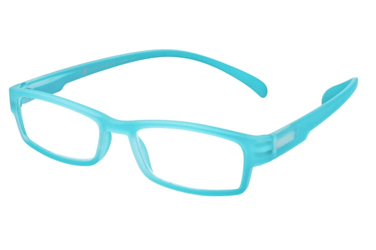 Lesebrille Klammeraffe 01 tuerkis seitlich Lesebrille Klammeraffe 01 tuerkis seitlich