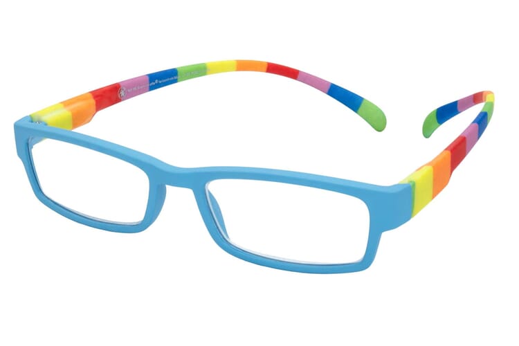 Reading glasses Klammeraffe 08 colorful blue sideways Reading glasses Klammeraffe 08 colorful blue sideways