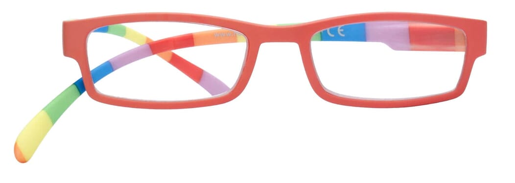 Reading glasses Klammeraffe 08 colorful red frontal Reading glasses Klammeraffe 08 colorful red frontal